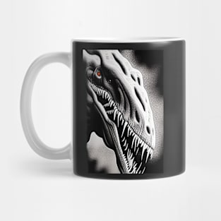 SACRY BLACK AND WHITE RED EYED DINOSAUR Mug